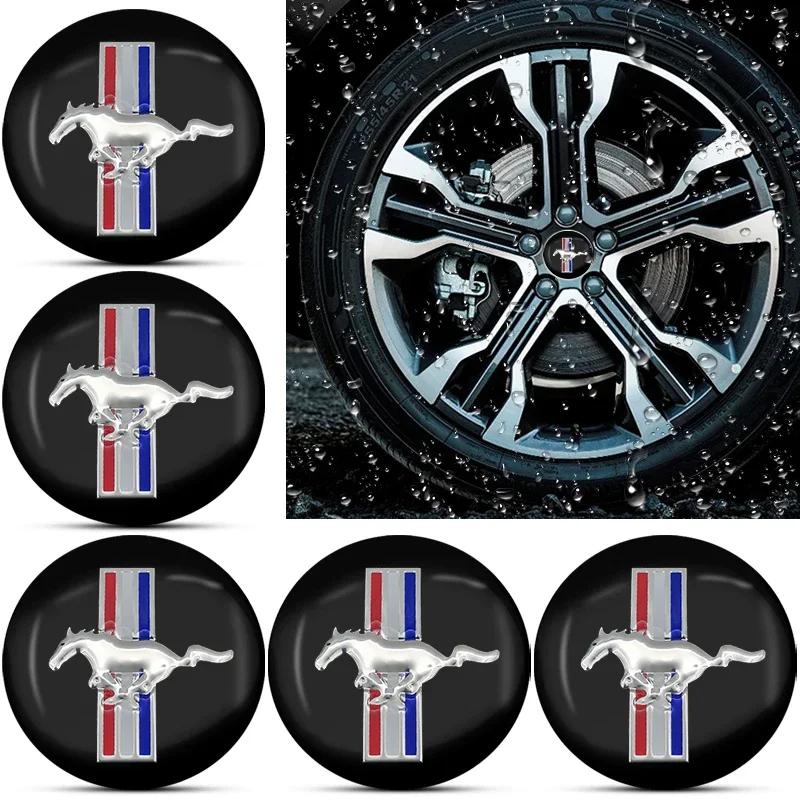 New 2026 Car Sticker For Ford 4Pcs Car styling 56mm Car Tyre Wheel Center Hub Cap Badge sticker For Ford Mustang FIESTA Focus Sh