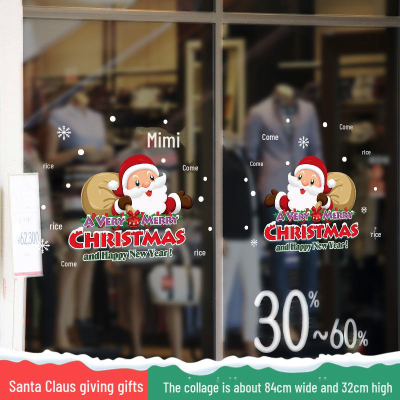 Рождественские настенные наклейки Санта-Клауса для витрин магазинов и торговых центров 2025 года — праздничное украшение для стеклянных окон.