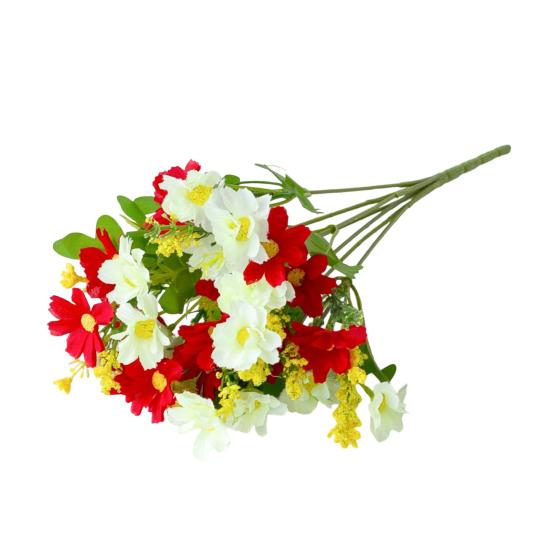 28 Головок Искусственных Цветов для Улицы, УФ-Стойкие, Искусственный Шелк, Полевые Цветы со Стеблем, Поддельный Цветочный Ансамбль для Горшка, Подвесной Кашпо, Веранда, Патио