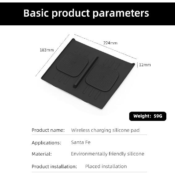 LUCKEASY Wireless Charger Mat For 2024 2025 2026 Hyundai Santa Fe Not For Tucson Car Center Console Auto Interior Anti-Slip Protector Pad Silicone