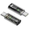 UC-075-TR 2Pcs USB-C To 3.5mm Audio AUX AB136D Chip Transparent Adapter for Laptop Tablet Phone