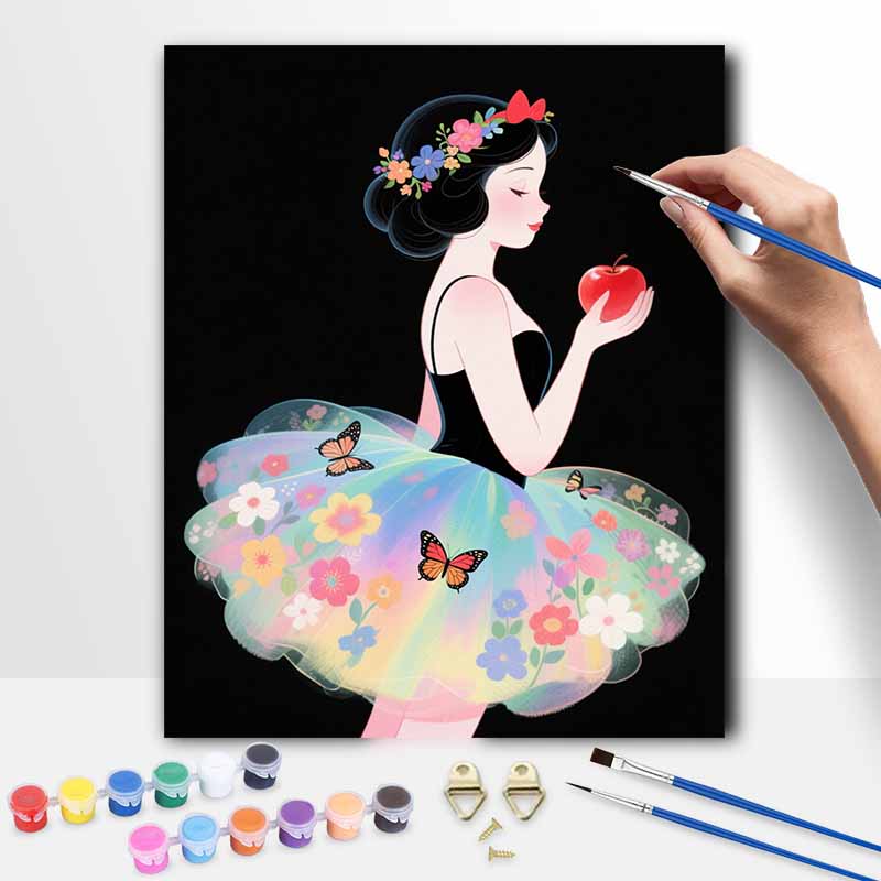 Disney princess apple butterfly floral dress oil painting hand painting coloring painting handmade diy home decoration gift