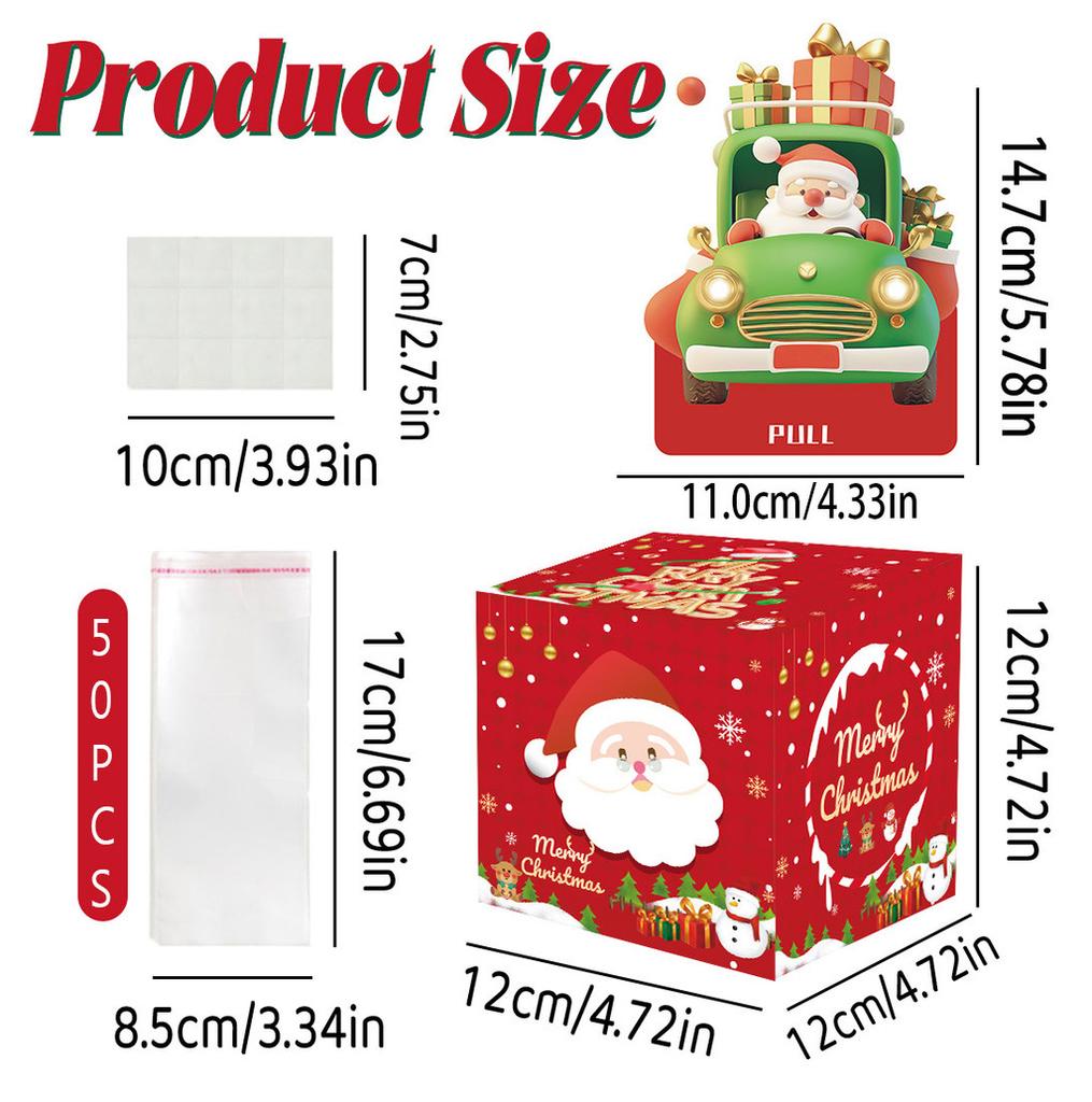 Claus Santa Red Pattern Paper Gift Box Holiday Christmas Prop Atmosphere
