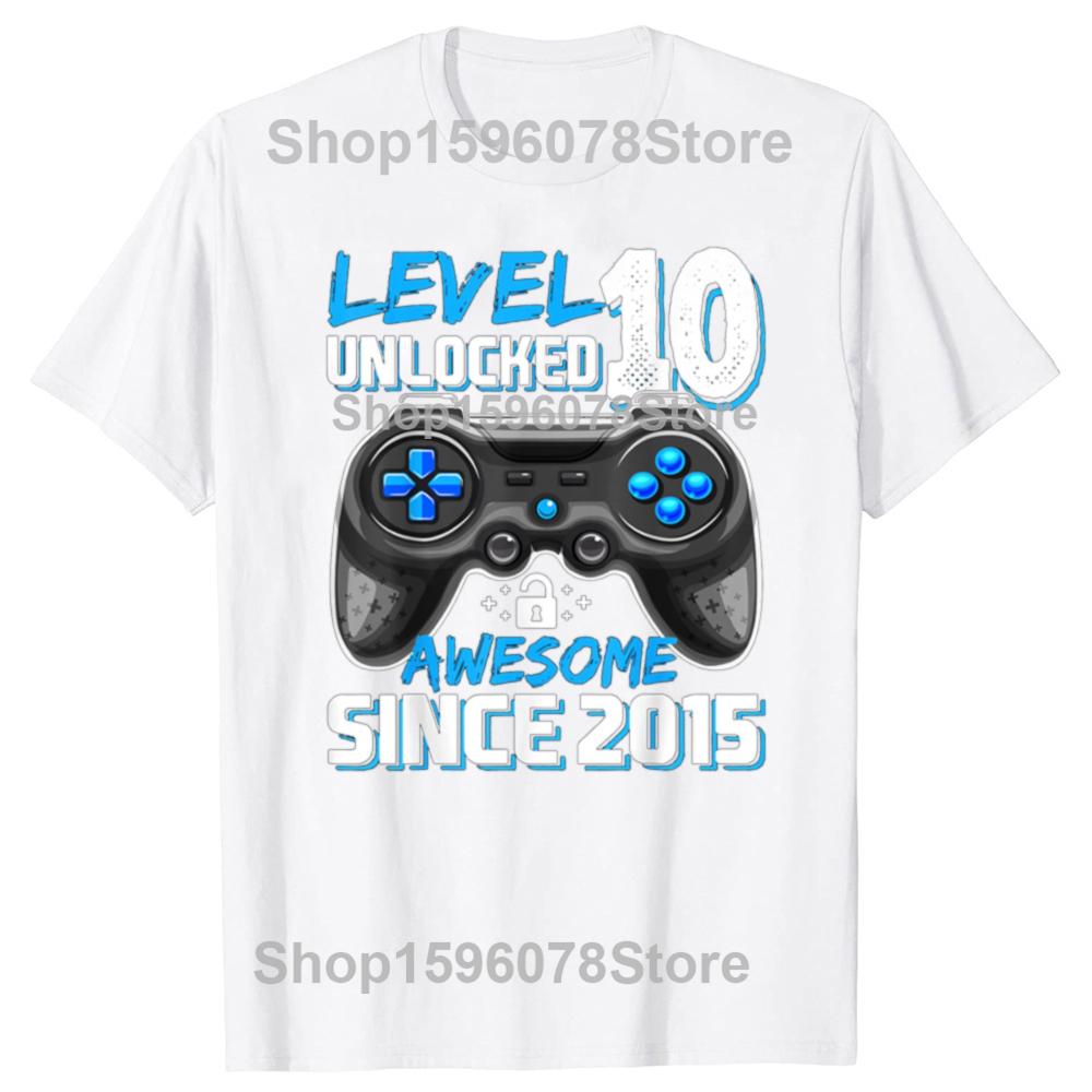 Funny 10th Birthday Boy Level 10 Gamer 10 Year Video Game Party T Shirts Streetwear Tee Shirt Short Sleeve Unisex Loose Clothing