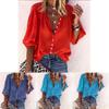 Stylish Women's 3/4 Sleeve Shirt Top Comfortable Loose Fit Button Down Blouse T-shirt