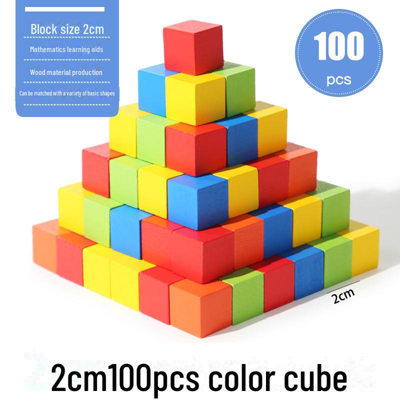 Colorful Wooden Cube Blocks for Elementary Math and Logic Skills Development