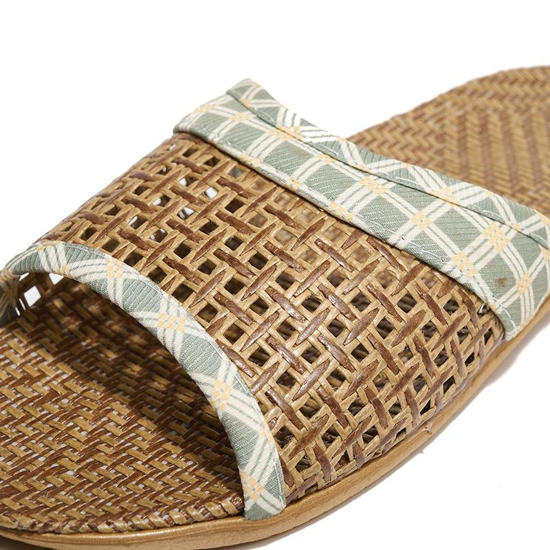 Тапочки из плетеного ротанга с мягкой льняной подкладкой, повседневные туфли без застежек с открытым носком, удобные домашние тапочки
