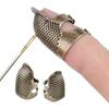 Vintage Metal Sewing Thimble Finger Protector Handmade Non-slip Embroidery Against Ring Needle Presser Needle Hoop Finger Holder