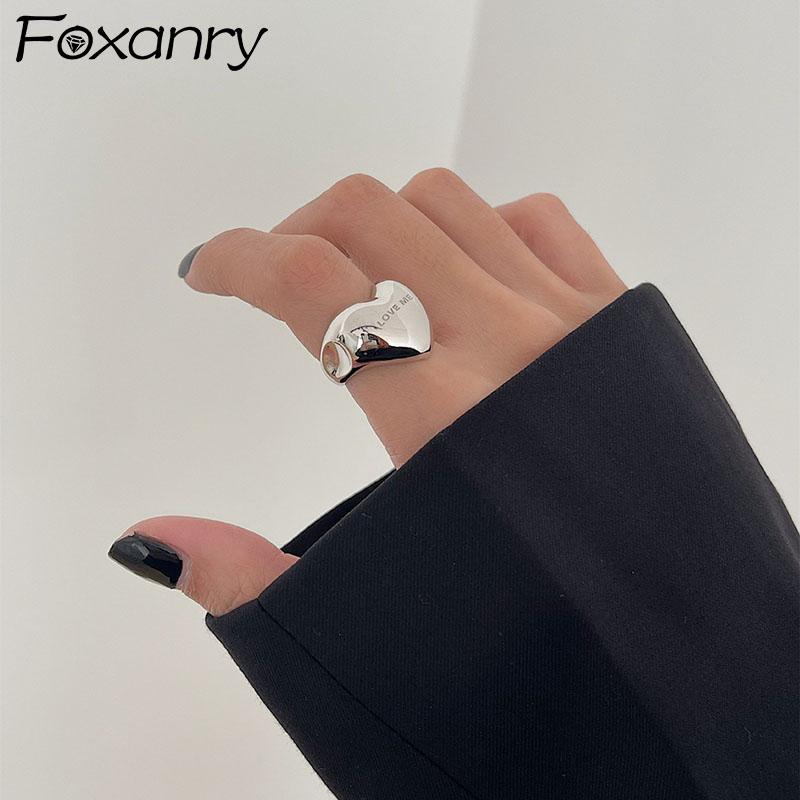 Foxanry Кольца Медного Цвета для Женщин Аксессуары Новые Модные Элегантные Простые Гладкие Сердечко Вечеринка Украшения Подарки на День Рождения