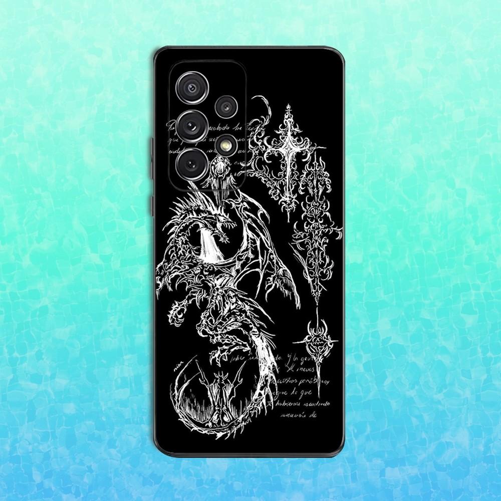 Готический Кибернетический Сигил Крест Чехол для Телефона Для Samsung S25,S24,S23,S22,S21,S20,S10,Ultra,Plus,Lite,FE,Мягкий Силиконовый Черный Чехол
