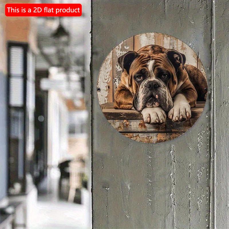 2D Плоская Деревянная Табличка 20*20см, Круглая Табличка-Венок, Подарки для Украшения Общежития, Декор в Тематике Бульдога, для Дома, Кухни, Сада, Спальни, Декор для Бара