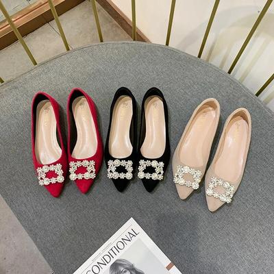 2024 Весна Лето Женские Балетки Элегантные Дамские Модные Туфли На Плоской Подошве С Острым Носком Мягкие Удобные Большой Размер 42 Черный Красный