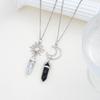 2 Pcs Sun Moon Natural Stone Bullet Pendant Necklack For Men Women Lover Hexagon Pillar Quartz Crystal Stone Column Necklaces
