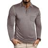 Men's Solid Color Button Lapel Long Sleeve Top Men's Casual Fashion Long Sleeve Top