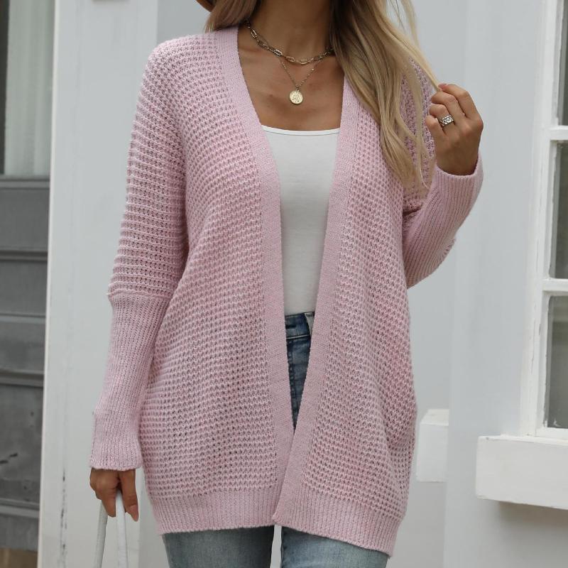 IHUASU Women's Knitwear Autumn and Winter Knitted Cardigan Loose Solid Colour Jumper