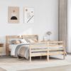 VidaXL Bed Frame with Headboard 140x190 Cm Solid Pine Wood, Bed, Solid Wood Bed Frame, Bedroom Furniture At 3306676