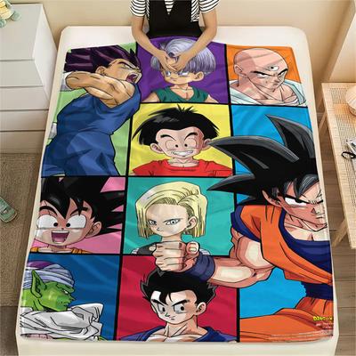 Фланелевое одеяло с принтом персонажей Dragon Ball, Высококачественное, Удобное для всех сезонов, Декор для дома, Тепло и уют, Идеально для рождественских подарков