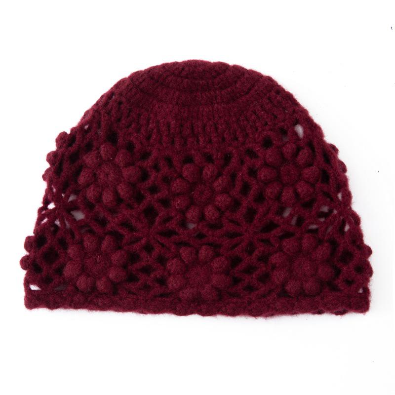 100% Pure Cashmere Japanese Retro Crochet Hat - Women's Autumn/Winter Collection