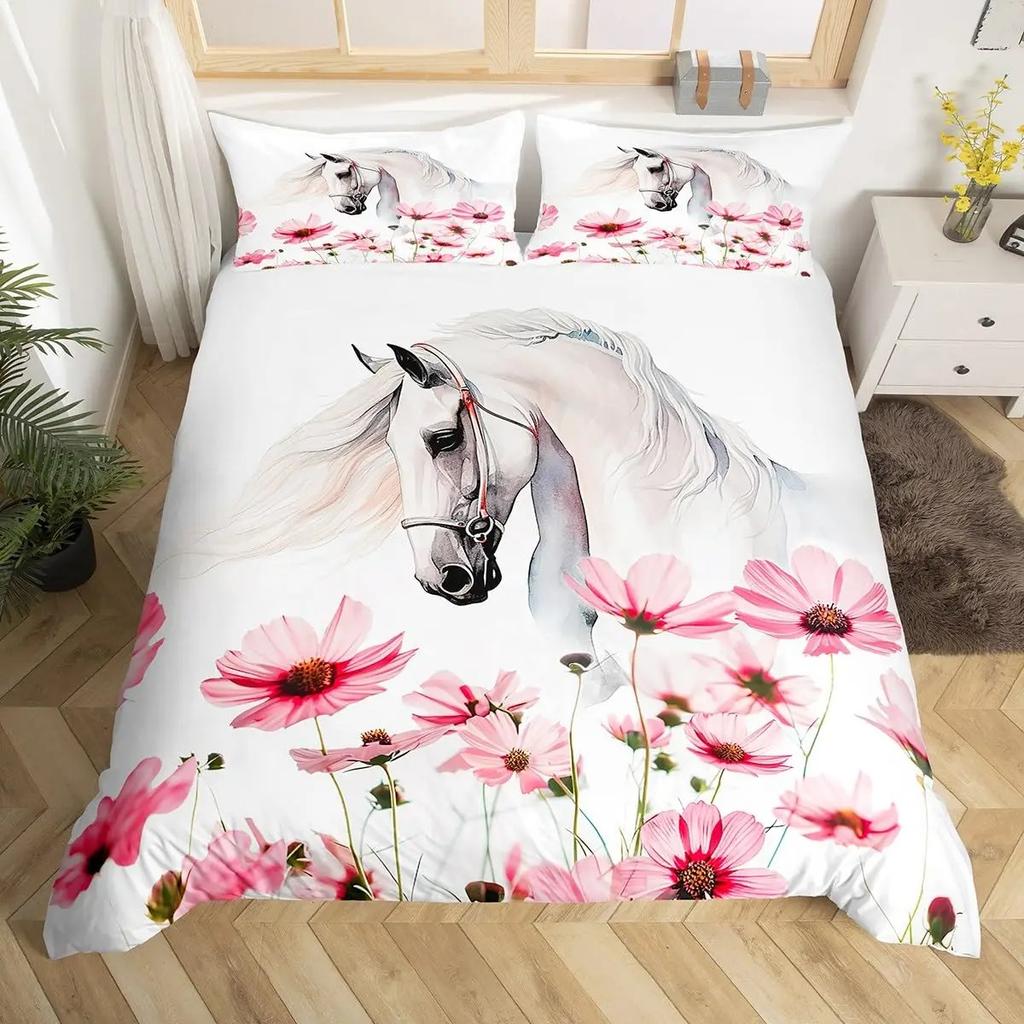 Western Cowboy Duvet Cover Set Twin Size,Horseshoe Stars Cowboy Hat Pattern Comforter Cover Rustic Vintage Southwest Bedding Set