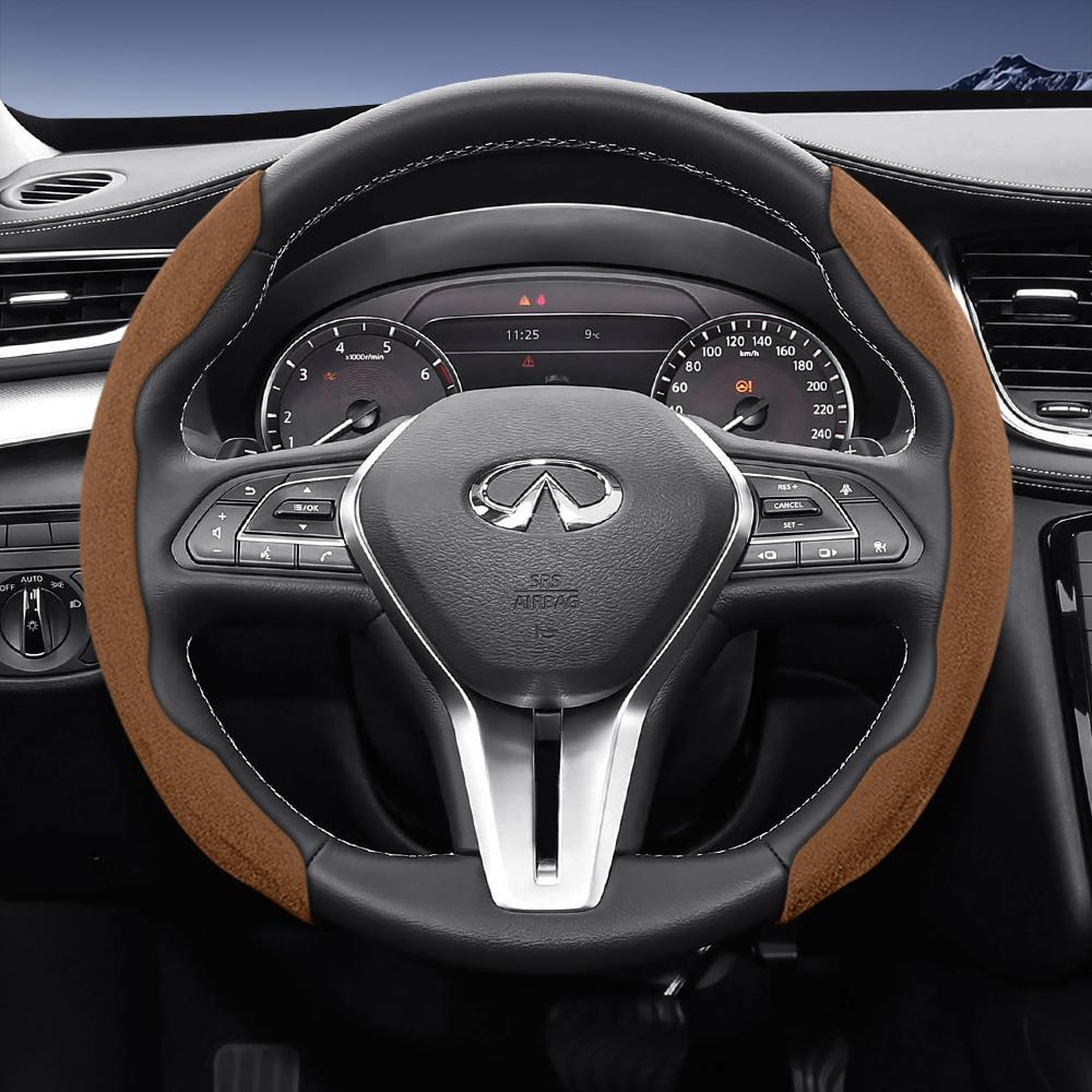 Bpzsw1 Подходит для рулевого колеса Infiniti Sports из замшевой кожи со съемной конструкцией на кнопках для моделей, таких как Q50 Qx50 Qx55