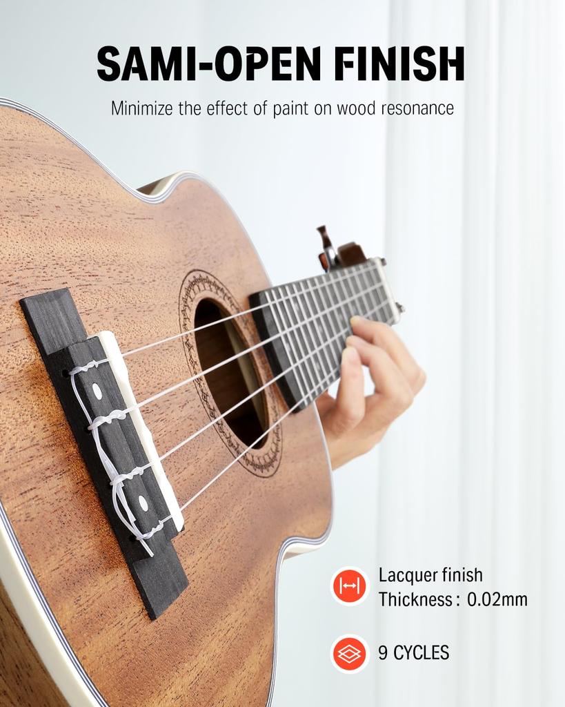 Donner Ukulele Beginner Тщательно отобранный набор из 23 бесплатных запасных медиаторов для укулеле, дерево, дюймы, концертный, уроки, струны, сумка, тюнер, ремень, DUC-200