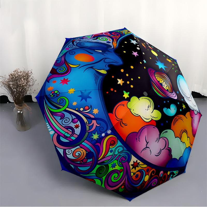 1pc Cosmic Dreams Automatic Opening/closing Umbrella with Auto Open/Close, Perfect Gift for Friends, Durable Plastic Handle yy250801198