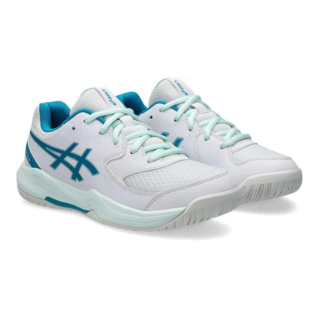 Asics Gel Dedicate 8 GS White Teal Blue Kids Sneakers 1044A077-103