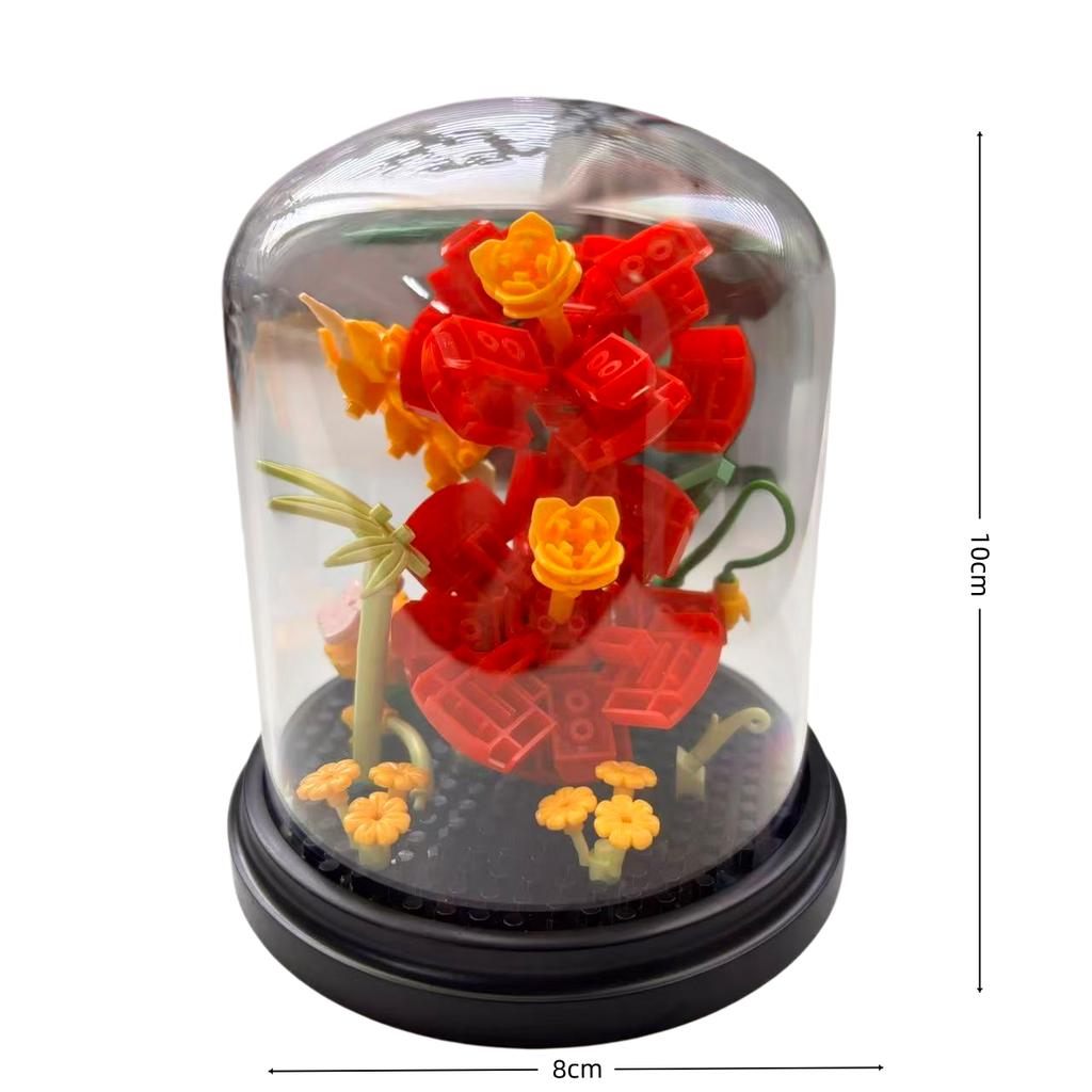 Building Block Rose Flower Desktop Decoration Holiday Gift