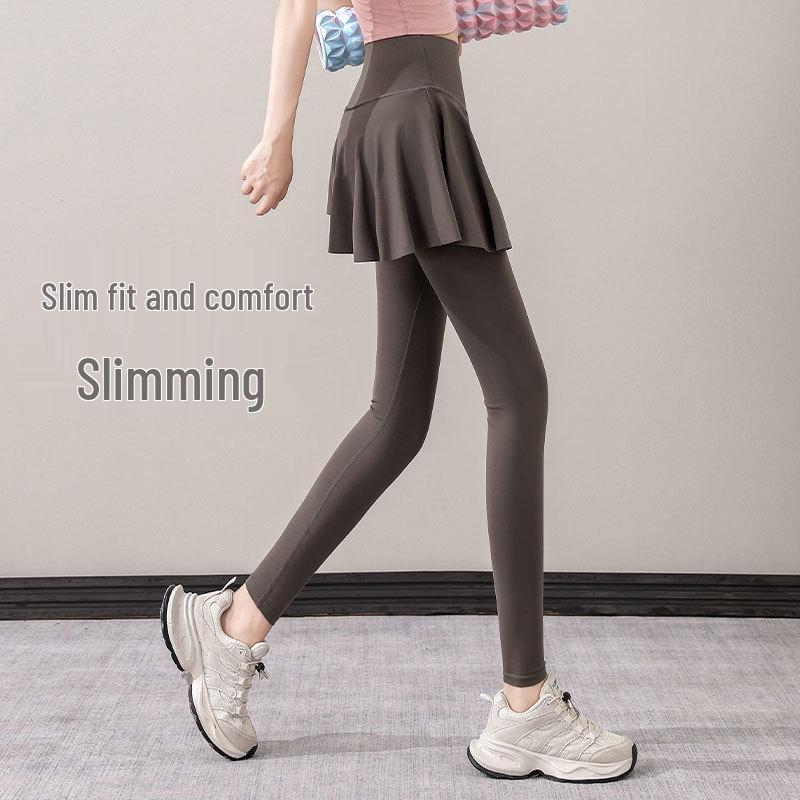 Women's Yoga Shark Pants with Attached Skirt - Quick-Dry, No Line, Autumn/Winter