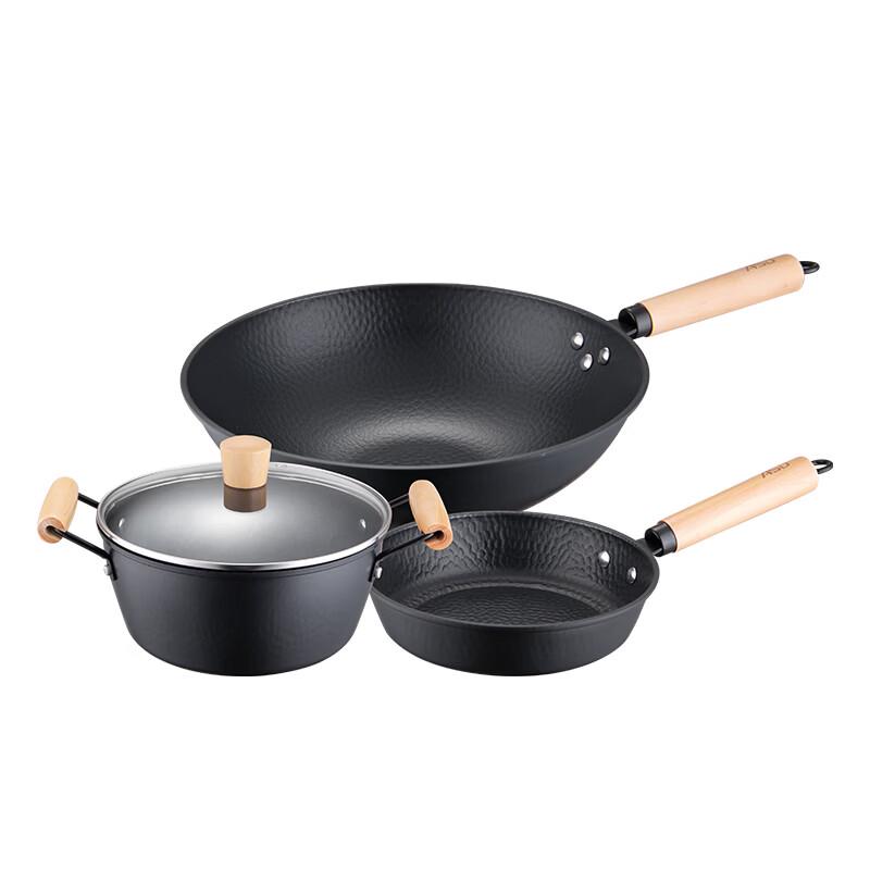 ASD True Iron Coating-Free 3-Piece Cookware Set