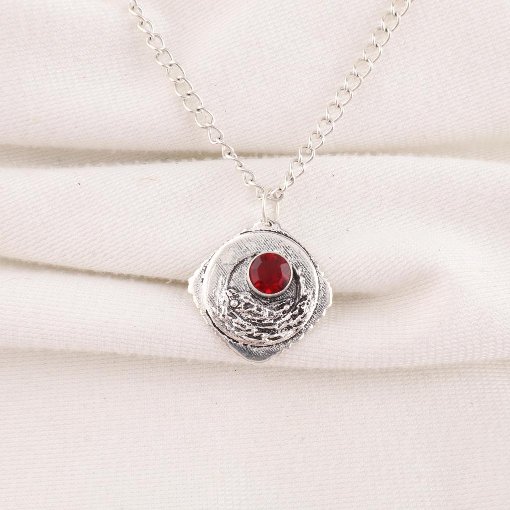 Red Garnet Jewelry, 925 Solid Sterling Silver Pendant, Handmade Gemstone Jewelry Pendant For Memorial Day