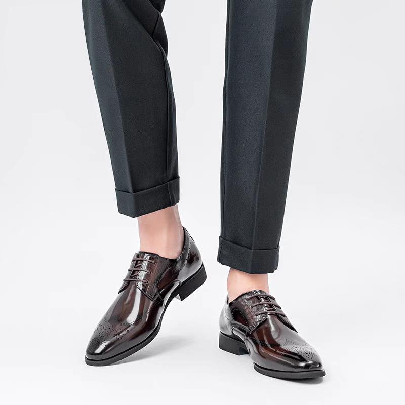 Мужские кожаные туфли с острым носком на шнуровке 2024 Весна/Осень Модная обувь для мужчин Свадебные туфли для мужчин Sapato Masculino