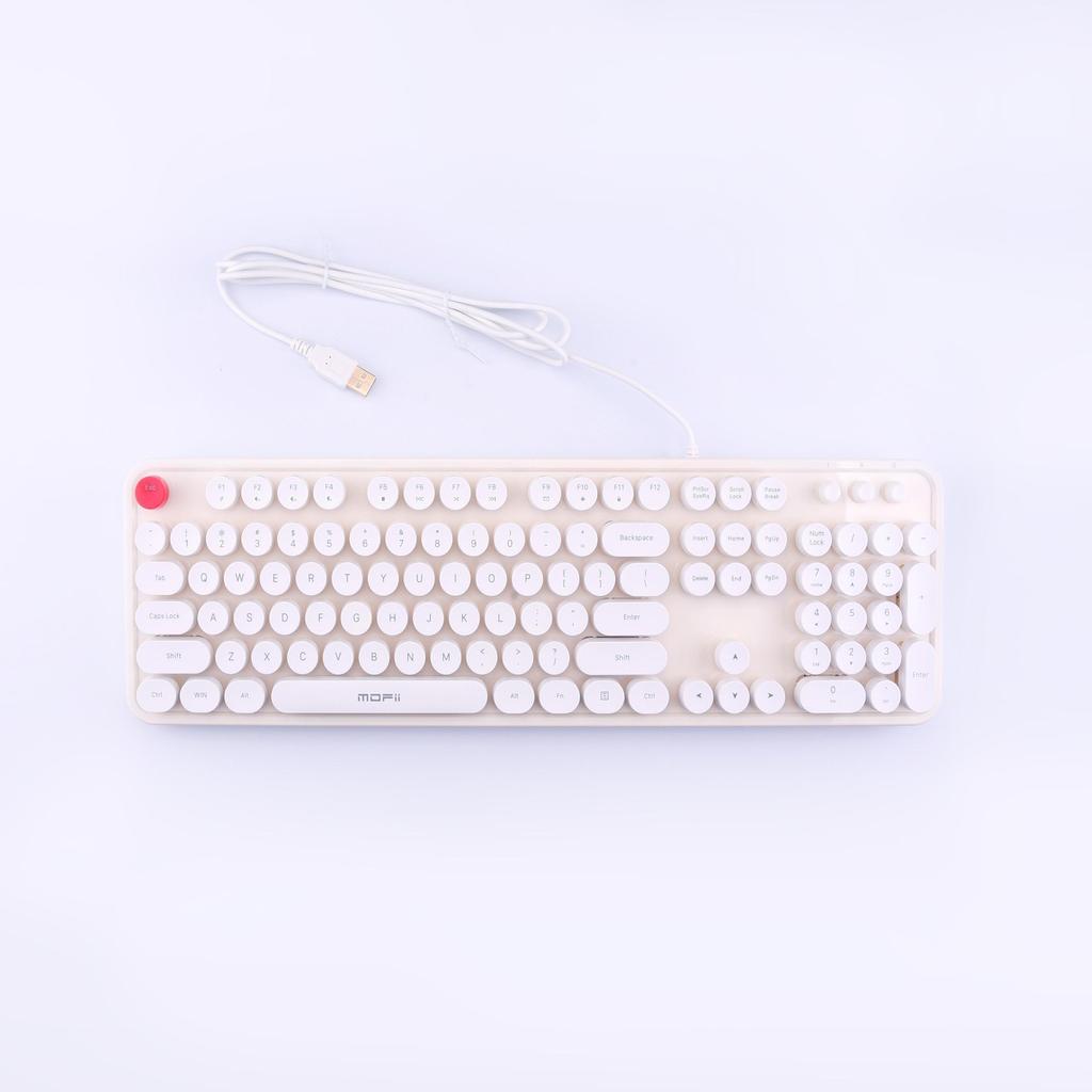 Mofii 104-клавишная мембранная клавиатура с симпатичным внешним видом и круглыми клавишами в стиле ретро, проводная, совместимая с ноутбуком,