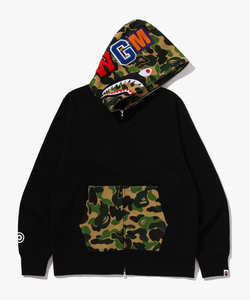 Bape Толстовка с капюшоном Abc Camo Shark на молнии (M) черный