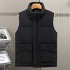 Cotton Vest Men's New Autumn and Winter Sleeveless Lightweight Warm Stand-up Collar Cotton Vest Loose Casual Vest Thick Coat