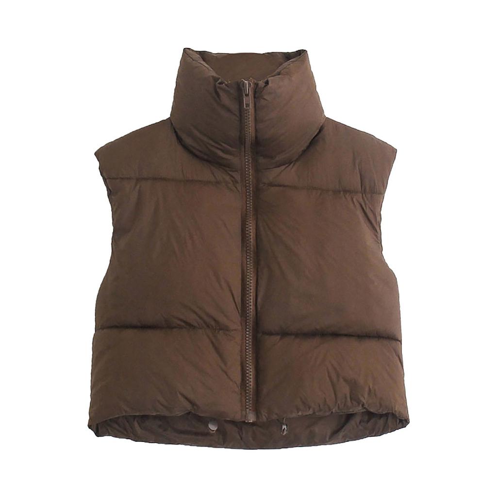 Women's Winter Crop Vest Lightweight Sleeveless Warm Outerwear Vest Padded Gilet