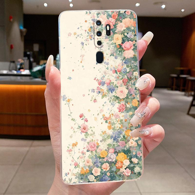 Для OPPO A9 (2020) / А5 (2020) Чехол Роскошная Мода Бабочки Цветы Прозрачный Мягкий Силиконовый Задний Чехол для Телефона Oppo A9 A5 2020
