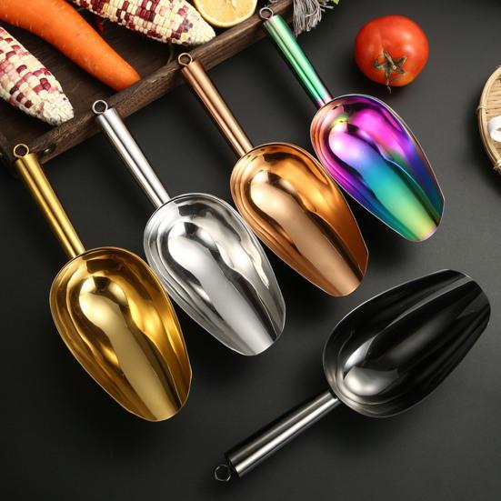 Лопата для льда Совок для льда Из нержавеющей стали Лопатка для льда Лопата для попкорна Совок для попкорна Совок для муки Многоцелевой бар Вечеринка Свадьба Лопата для еды с длинной ручкой