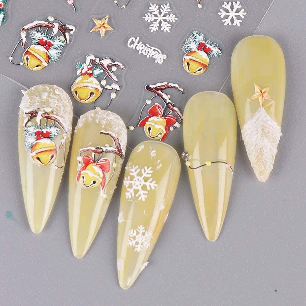 Manicure Ornaments Christmas Nail Stickers DIY Nail Charms Christmas Nail Decals Colorful   Lady