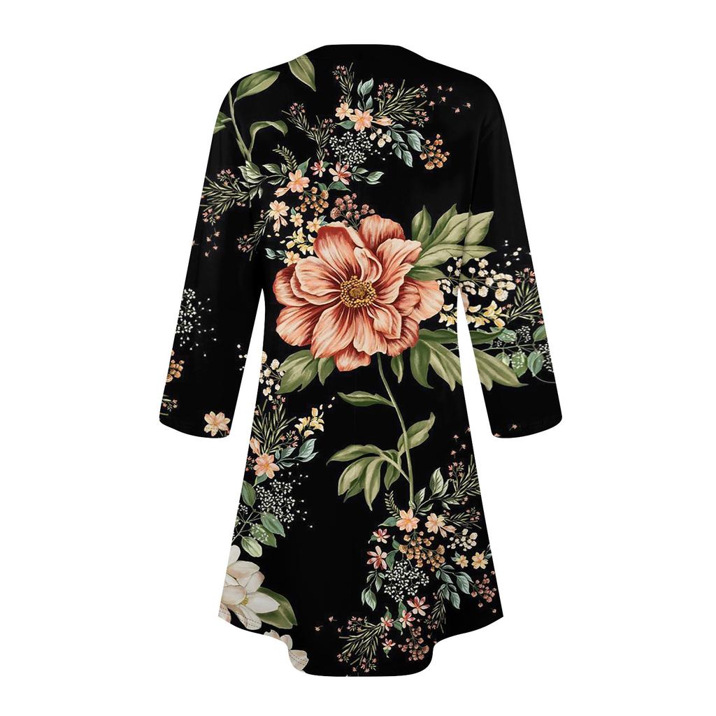 Женское модное повседневное платье с круглым вырезом и рукавом три четверти