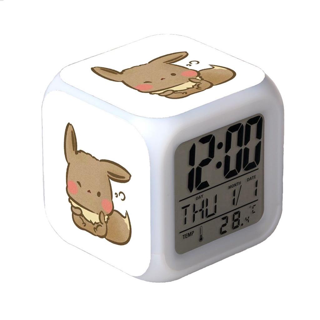 Colorful Led Pikachu Thermometer Alarm Clock For Kids' Room