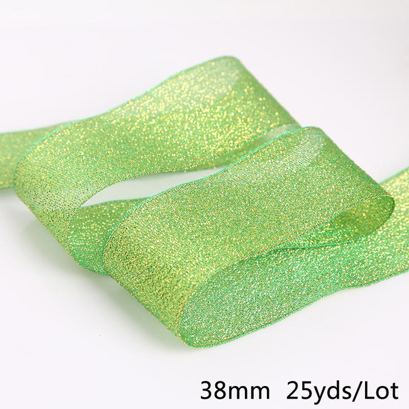 25 ярдов металлическая лента из органзы для украшения свадебной вечеринки, подарочная упаковка, рождественские ленты