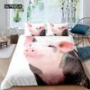 Pig Duvet Cover Set Cute Pig Bedding Set King Size Zoo Quilt Cover Happy Farm Animal Comforter Cover with Zipper Closure for Kid