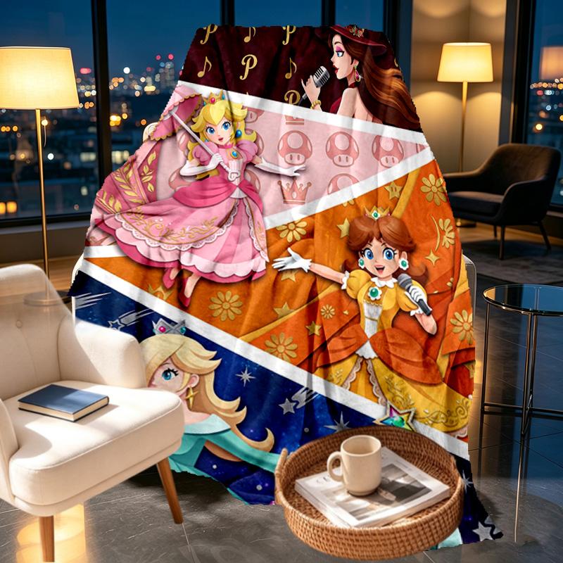 Princess Peach Toadstool Print Blanket - Soft & Comfortable, for Bedroom, Travel, Sofa, Home Decoration - Birthday Christmas Gift for Friend