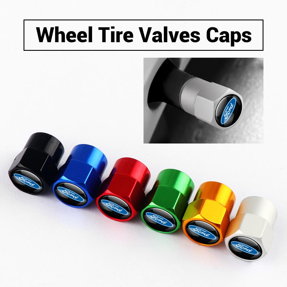 LLK1 4Pcs Car Tire Valve Cover Wheel Protection Dust Caps Auto Accessories For Ford Focus Mondeo Mustang Kuga MK2 MK3 Party ST Line