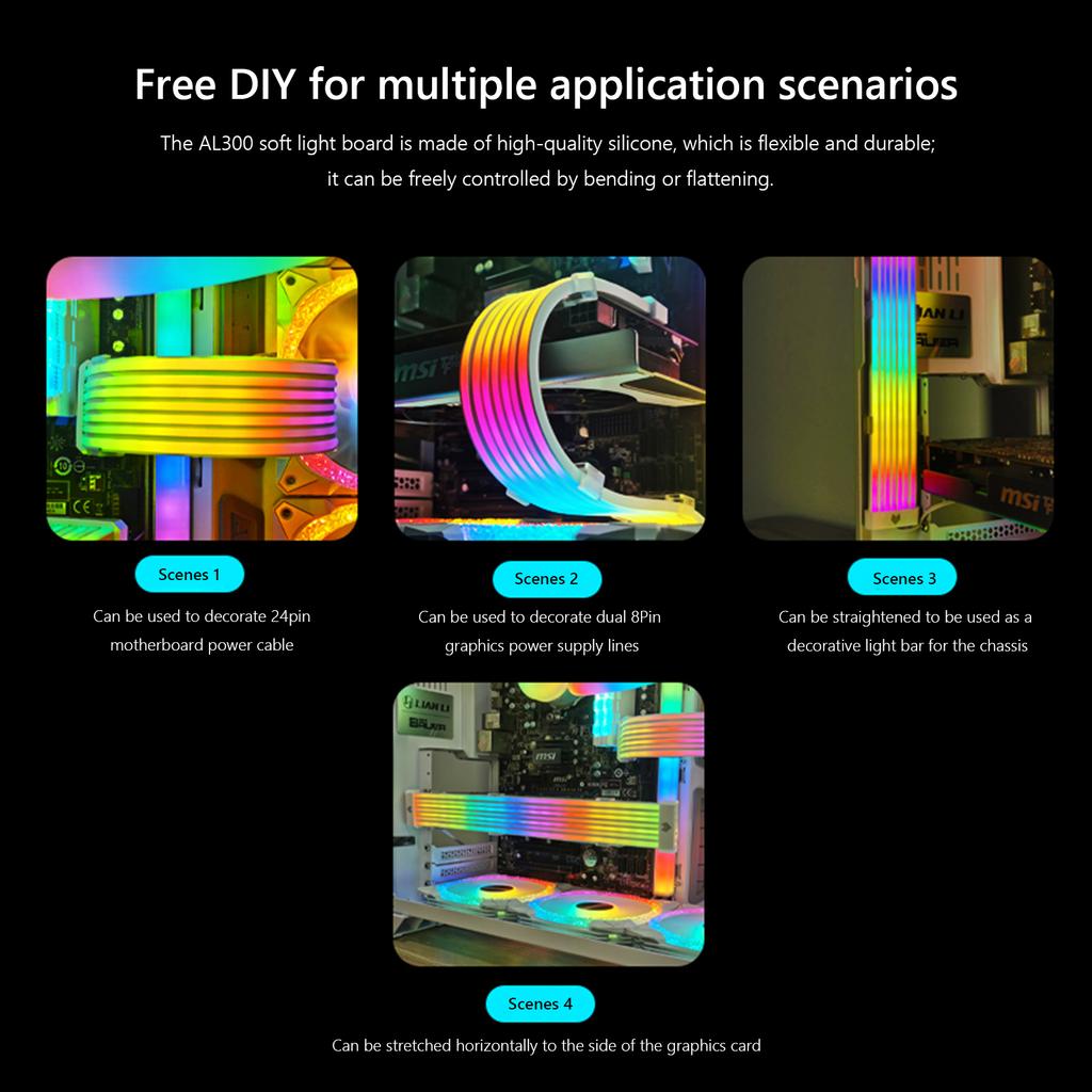 COOLMOON AOSOR Light Strip 5V ARGB Aura Sync Flexible Mounting Light Bendable Flexible LED Strip Light DIY for 24PIN Motherboard