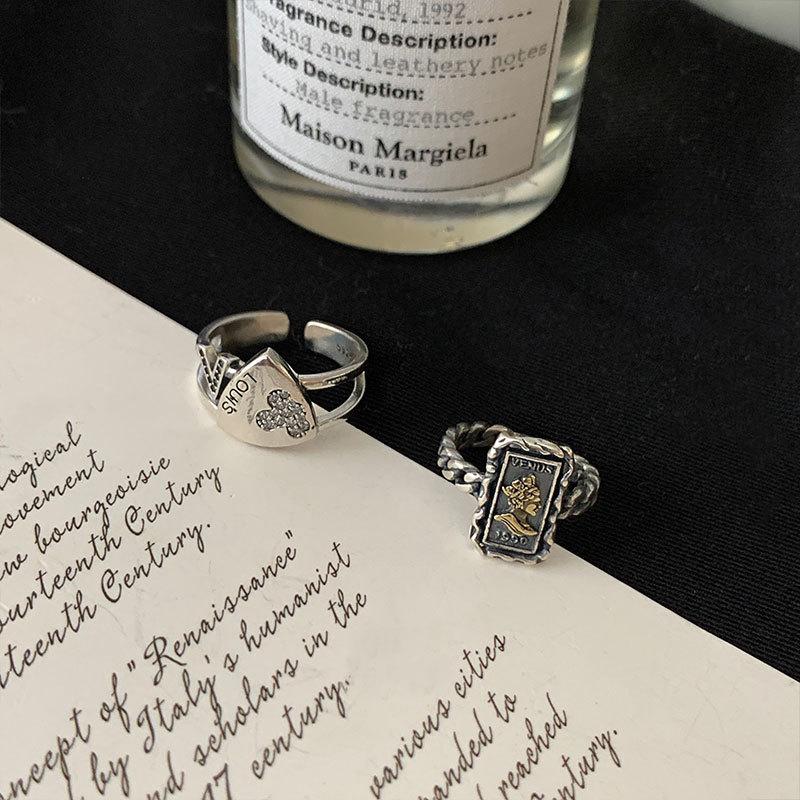 Уникальное ретро геометрическое открытое регулируемое кольцо, изготовленное из стерлингового серебра 925 пробы