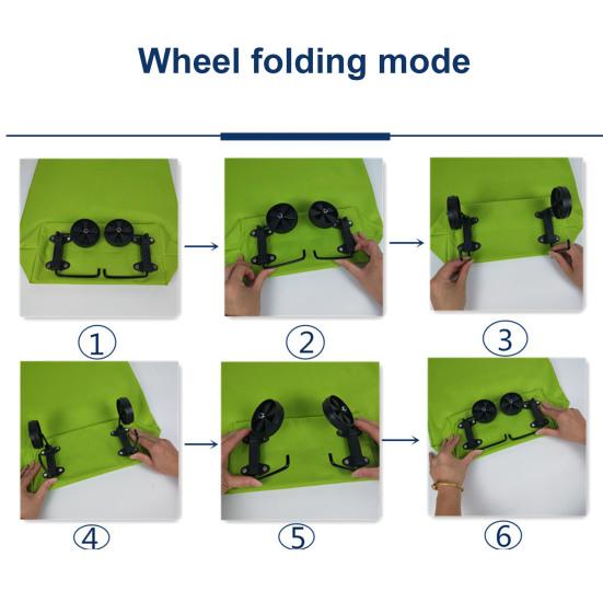 Folding Shopping Cart Trolley Bag with Wheels Large Capacity Foldable Design Waterproof Shopping Bag Portable Hand-Pulling Grocery Bag