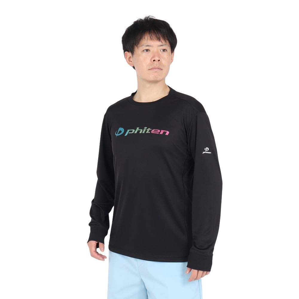 PHITEN Long Sleeve Glitter Gradation Black Blue 3124JG62920 X T-Shirt (Black Blue/L/Men's, Ladies')