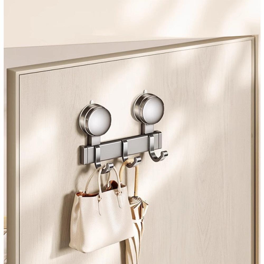 Punch Free Suction Cup Hooks Aluminum Alloy Bathroom Clothes Hooks Creative Towel Key Hangers  Door